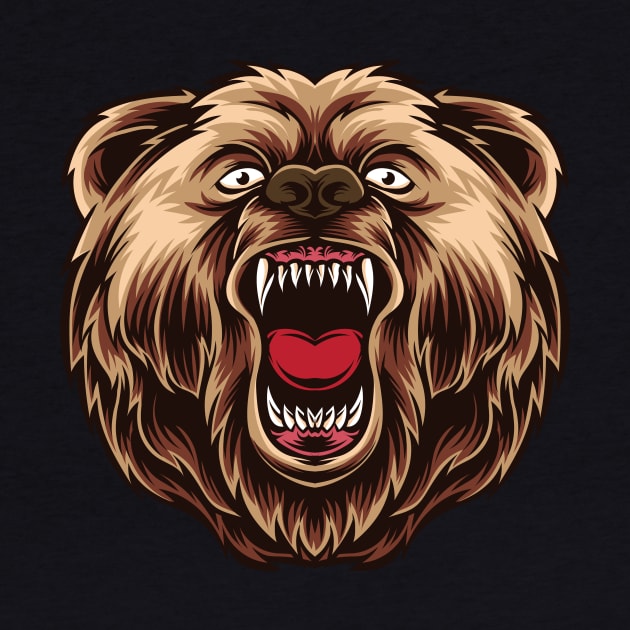 Growling Angry Bear by Printaha